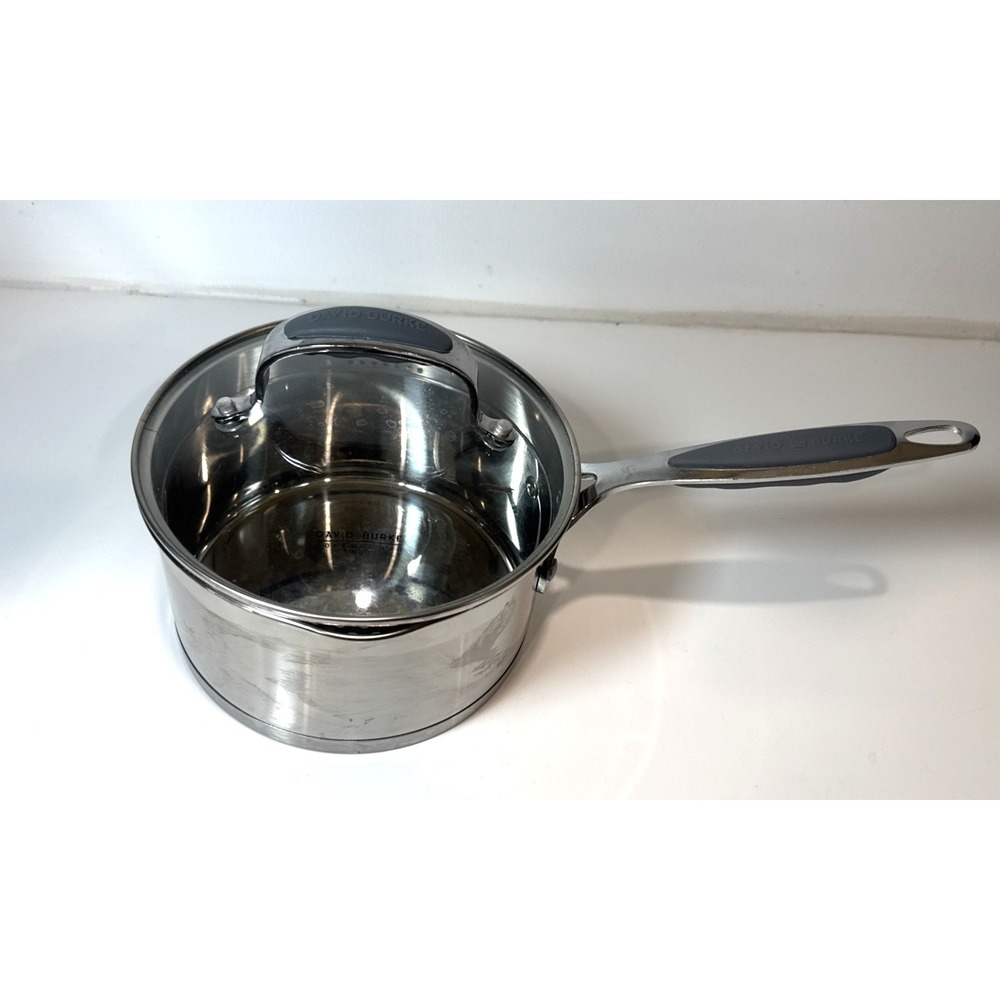 David Burke Gourmet Pro Stature EZ Strain 2.5 qt Saucepan double pour and lid